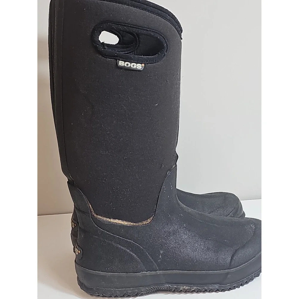 BOGS Boots Women's US 7 EUR 40 Classic High Handle Rubber Tall Black Waterproof